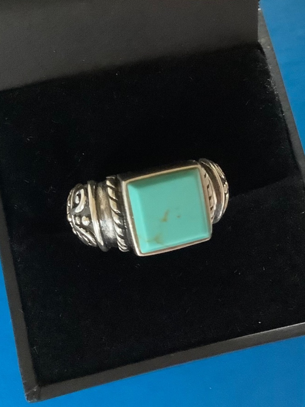 925 Sterling Silver Vintage Turquoise Western Ring SZ 8